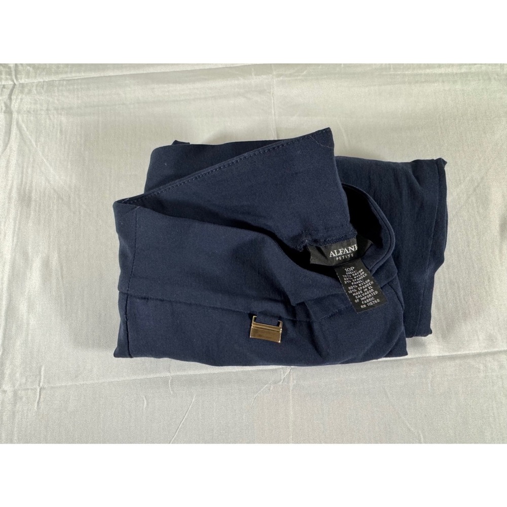 Alfani Petite Navy Blue Pull On Tapered Leg Dress Pants Size 10P